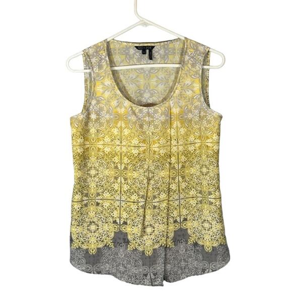 Nic + Zoe Yellow Multicolor Paisley Front Splice Sleeveless Blouse Women Sz S - Picture 1 of 10